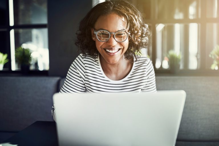 Female working on her laptop