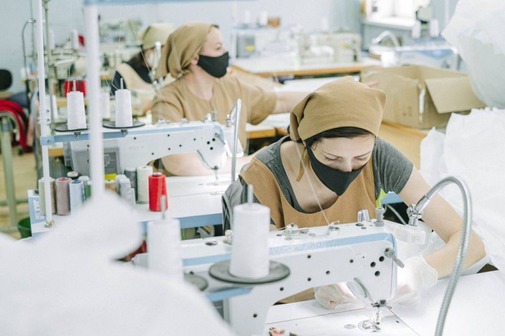 workers wearing facemask